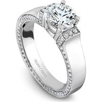 Round Cut Diamond Engagement Ring with Pavé-set Band in White Gold by Noam Carver<em> - Choose Your Center Diamond: 1 to 5 Carats, Sustainable Lab-Grown or Natural Earth-Mined</em>