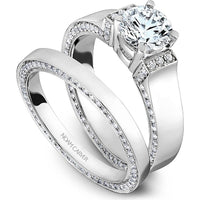 Round Cut Diamond Engagement Ring with Pavé-set Band in White Gold by Noam Carver<em> - Choose Your Center Diamond: 1 to 5 Carats, Sustainable Lab-Grown or Natural Earth-Mined</em>