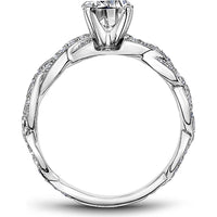 Round Cut Diamond Engagement Ring with Pavé-Set Diamonds and Twisted Band in White Gold by Noam Carver<em> - Choose Your Center Diamond: 1 to 5 Carats, Sustainable Lab-Grown or Natural Earth-Mined</em>