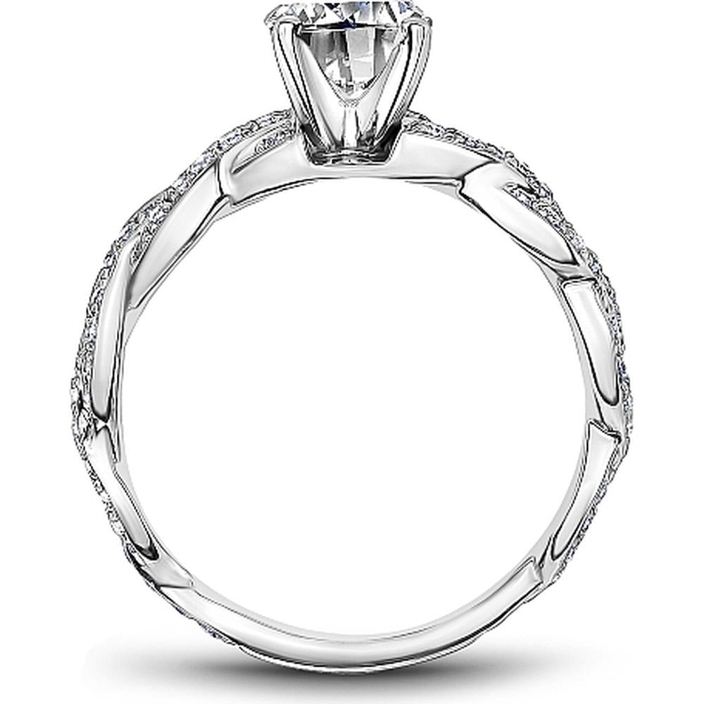 Round Cut Diamond Engagement Ring with Pavé-Set Diamonds and Twisted Band in White Gold by Noam Carver<em> - Choose Your Center Diamond: 1 to 5 Carats, Sustainable Lab-Grown or Natural Earth-Mined</em>