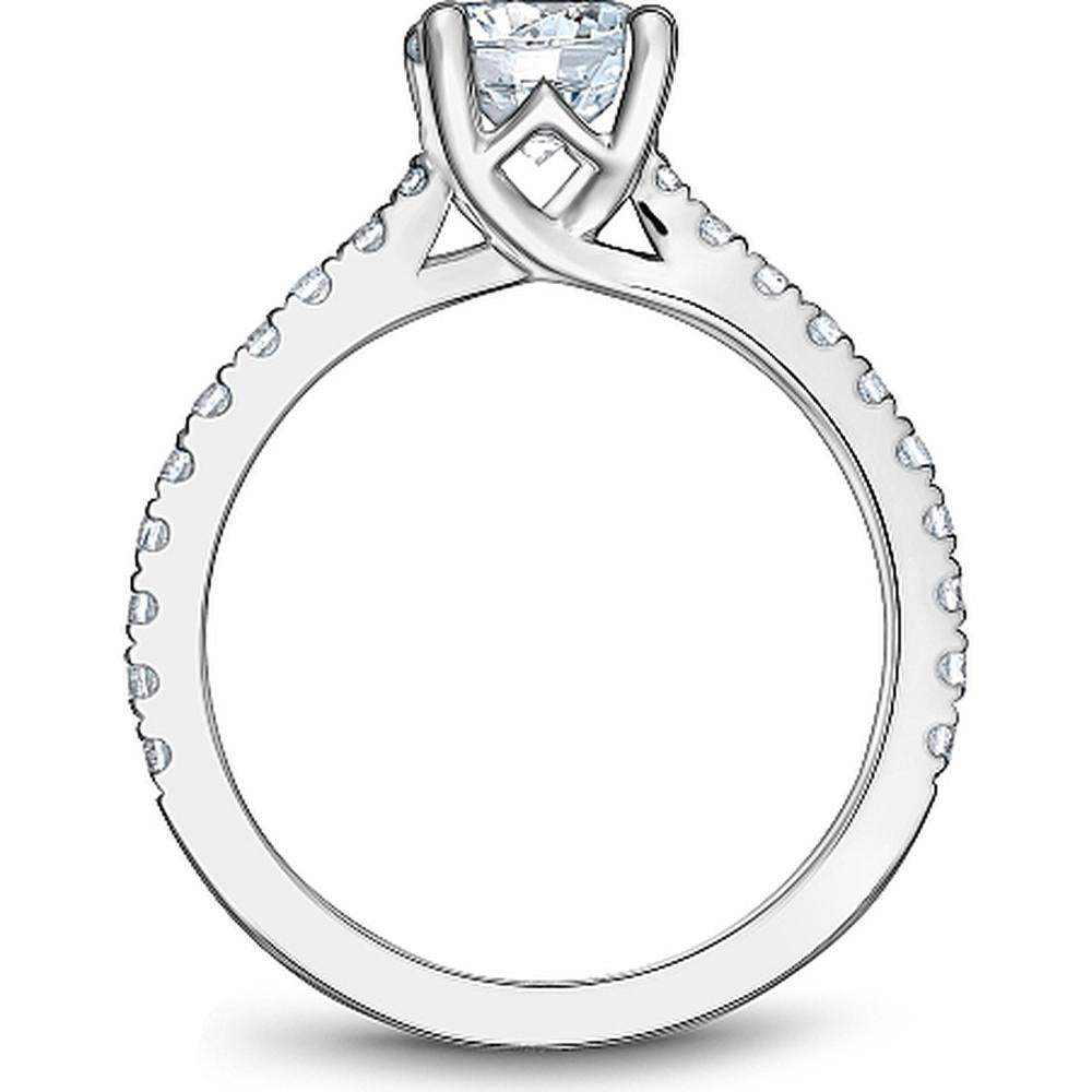 Round Cut Diamond Engagement Ring with Pavé-Set Diamonds in White Gold by Noam Carver<em> - Choose Your Center Diamond: 1 to 5 Carats, Sustainable Lab-Grown or Natural Earth-Mined</em>
