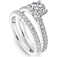 Round Cut Diamond Engagement Ring with Pavé-Set Diamonds in White Gold by Noam Carver<em> - Choose Your Center Diamond: 1 to 5 Carats, Sustainable Lab-Grown or Natural Earth-Mined</em>