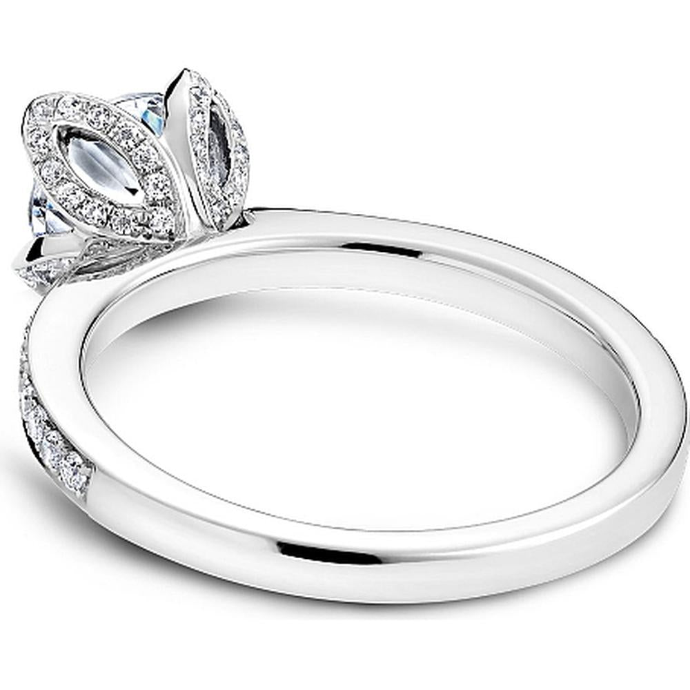 Round Cut Diamond Engagement Ring with Pav&eacute;-Set Floral Prongs and Pav&eacute; Band in White Gold by Noam Carver<em> - Choose Your Center Diamond: 1 to 5 Carats, Sustainable Lab-Grown or Natural Earth-Mined</em>