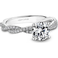 Round Cut Diamond Engagement Ring with Pavé Twist Band in White Gold by Noam Carver<em> - Choose Your Center Diamond: 1 to 5 Carats, Sustainable Lab-Grown or Natural Earth-Mined</em>