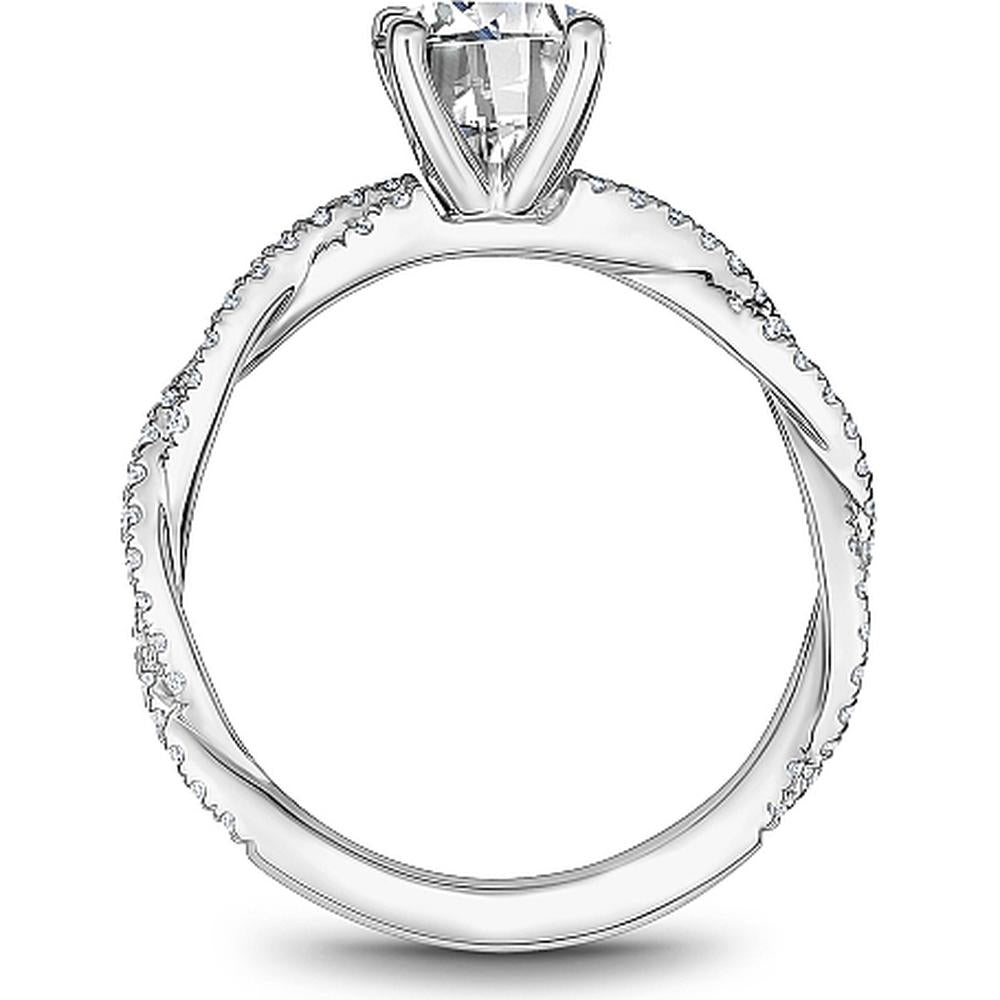 Round Cut Diamond Engagement Ring with Pavé Twist Band in White Gold by Noam Carver<em> - Choose Your Center Diamond: 1 to 5 Carats, Sustainable Lab-Grown or Natural Earth-Mined</em>