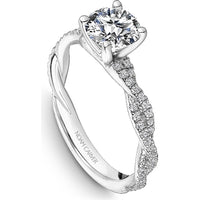 Round Cut Diamond Engagement Ring with Pavé Twist Band in White Gold by Noam Carver<em> - Choose Your Center Diamond: 1 to 5 Carats, Sustainable Lab-Grown or Natural Earth-Mined</em>