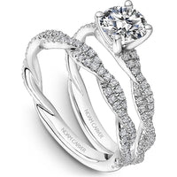 Round Cut Diamond Engagement Ring with Pavé Twist Band in White Gold by Noam Carver<em> - Choose Your Center Diamond: 1 to 5 Carats, Sustainable Lab-Grown or Natural Earth-Mined</em>