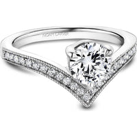 Round Cut Diamond Engagement Ring with Pavé V-Shaped Band in White Gold by Noam Carver<em> - Choose Your Center Diamond: 1 to 5 Carats, Sustainable Lab-Grown or Natural Earth-Mined</em>