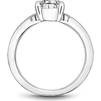Round Cut Diamond Engagement Ring with Pavé V-Shaped Band in White Gold by Noam Carver<em> - Choose Your Center Diamond: 1 to 5 Carats, Sustainable Lab-Grown or Natural Earth-Mined</em>