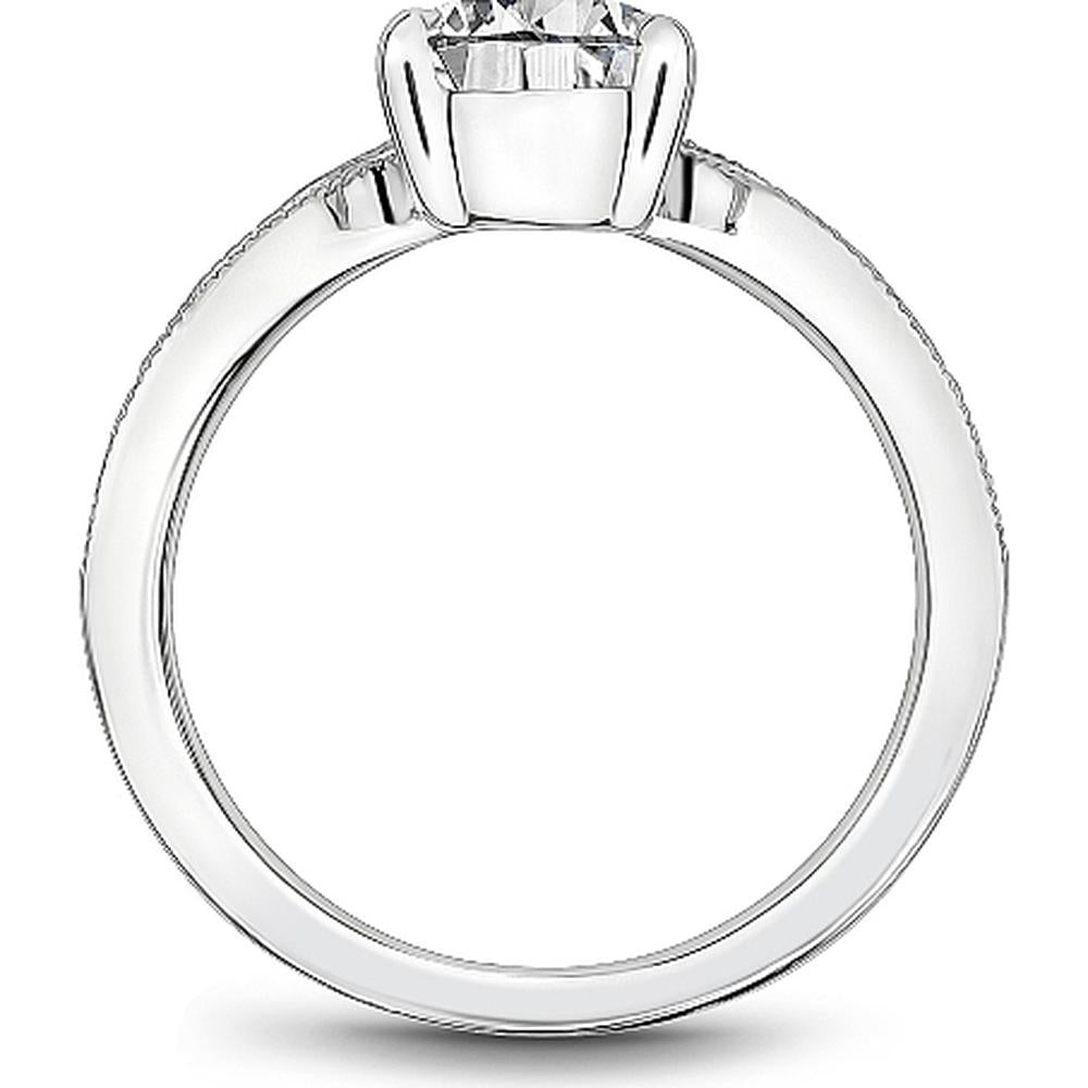 Round Cut Diamond Engagement Ring with Pavé V-Shaped Band in White Gold by Noam Carver<em> - Choose Your Center Diamond: 1 to 5 Carats, Sustainable Lab-Grown or Natural Earth-Mined</em>
