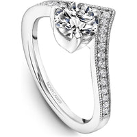 Round Cut Diamond Engagement Ring with Pavé V-Shaped Band in White Gold by Noam Carver<em> - Choose Your Center Diamond: 1 to 5 Carats, Sustainable Lab-Grown or Natural Earth-Mined</em>