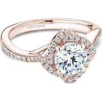 Round Cut Diamond Engagement Ring with Petal Halo and Pavé Band in Rose Gold by Noam Carver<em> - Choose Your Center Diamond: 1 to 5 Carats, Sustainable Lab-Grown or Natural Earth-Mined</em>