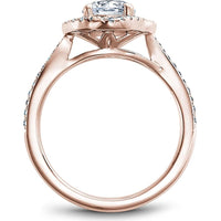 Round Cut Diamond Engagement Ring with Petal Halo and Pavé Band in Rose Gold by Noam Carver<em> - Choose Your Center Diamond: 1 to 5 Carats, Sustainable Lab-Grown or Natural Earth-Mined</em>