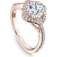 Round Cut Diamond Engagement Ring with Petal Halo and Pavé Band in Rose Gold by Noam Carver<em> - Choose Your Center Diamond: 1 to 5 Carats, Sustainable Lab-Grown or Natural Earth-Mined</em>