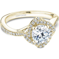 Round Cut Diamond Engagement Ring with Petal Halo and Pavé Band in Yellow Gold by Noam Carver<em> - Choose Your Center Diamond: 1 to 5 Carats, Sustainable Lab-Grown or Natural Earth-Mined</em>