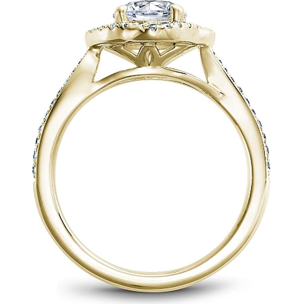 Round Cut Diamond Engagement Ring with Petal Halo and Pavé Band in Yellow Gold by Noam Carver<em> - Choose Your Center Diamond: 1 to 5 Carats, Sustainable Lab-Grown or Natural Earth-Mined</em>