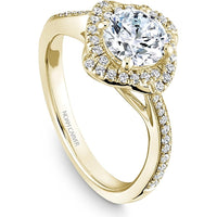 Round Cut Diamond Engagement Ring with Petal Halo and Pavé Band in Yellow Gold by Noam Carver<em> - Choose Your Center Diamond: 1 to 5 Carats, Sustainable Lab-Grown or Natural Earth-Mined</em>