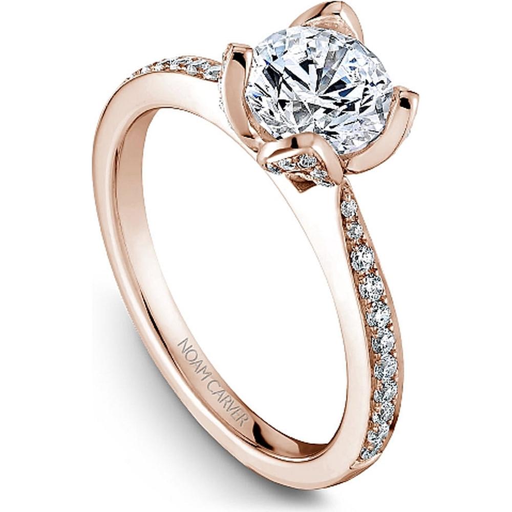 Round Cut Diamond Engagement Ring with Petal-Prong Setting