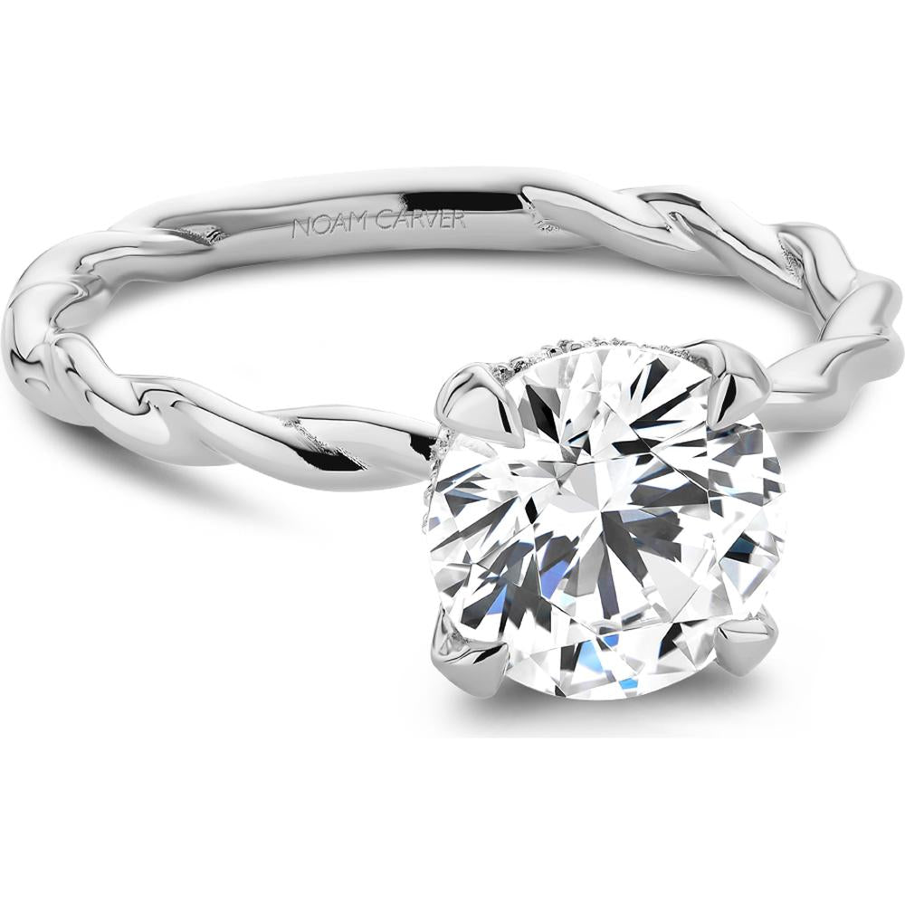 Round Cut Diamond Engagement Ring with Prong Setting and Twisted Band in White Gold by Noam Carver<em> - Choose Your Center Diamond: 1 to 5 Carats, Sustainable Lab-Grown or Natural Earth-Mined</em>