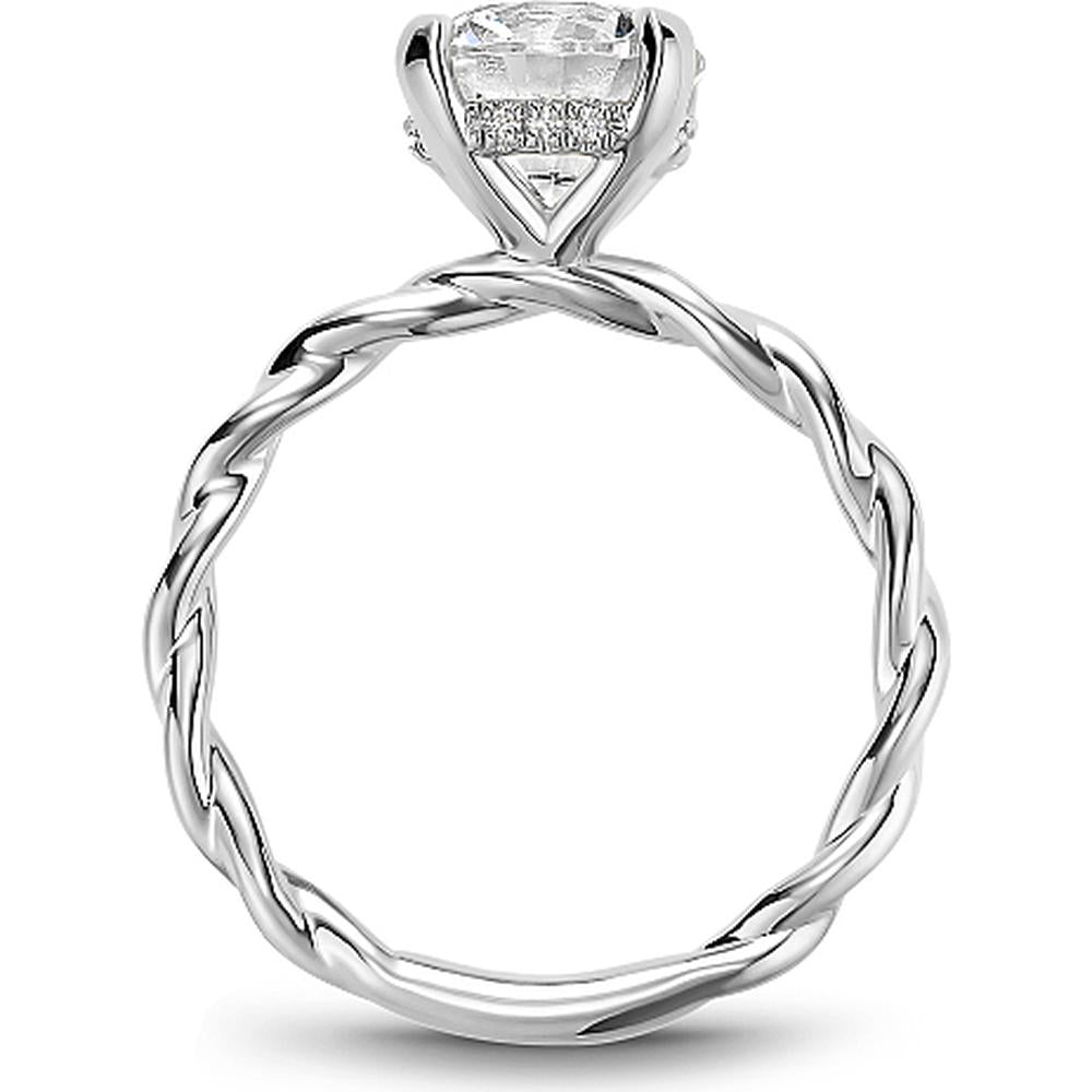 Round Cut Diamond Engagement Ring with Prong Setting and Twisted Band in White Gold by Noam Carver<em> - Choose Your Center Diamond: 1 to 5 Carats, Sustainable Lab-Grown or Natural Earth-Mined</em>