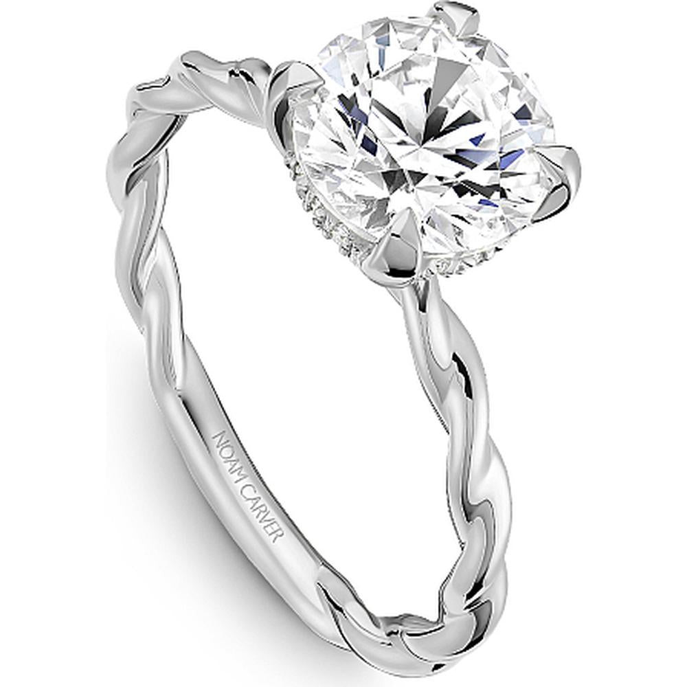 Round Cut Diamond Engagement Ring with Prong Setting and Twisted Band in White Gold by Noam Carver<em> - Choose Your Center Diamond: 1 to 5 Carats, Sustainable Lab-Grown or Natural Earth-Mined</em>