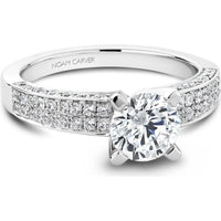 Round Cut Diamond Engagement Ring with Quadruple Pav&eacute;-Set Band in White Gold by Noam Carver<em> - Choose Your Center Diamond: 1 to 5 Carats, Sustainable Lab-Grown or Natural Earth-Mined</em>
