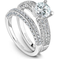 Round Cut Diamond Engagement Ring with Quadruple Pav&eacute;-Set Band in White Gold by Noam Carver<em> - Choose Your Center Diamond: 1 to 5 Carats, Sustainable Lab-Grown or Natural Earth-Mined</em>