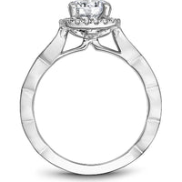 Round Cut Diamond Engagement Ring with Scalloped Band and Halo in White Gold by Noam Carver<em> - Choose Your Center Diamond: 1 to 5 Carats, Sustainable Lab-Grown or Natural Earth-Mined</em>