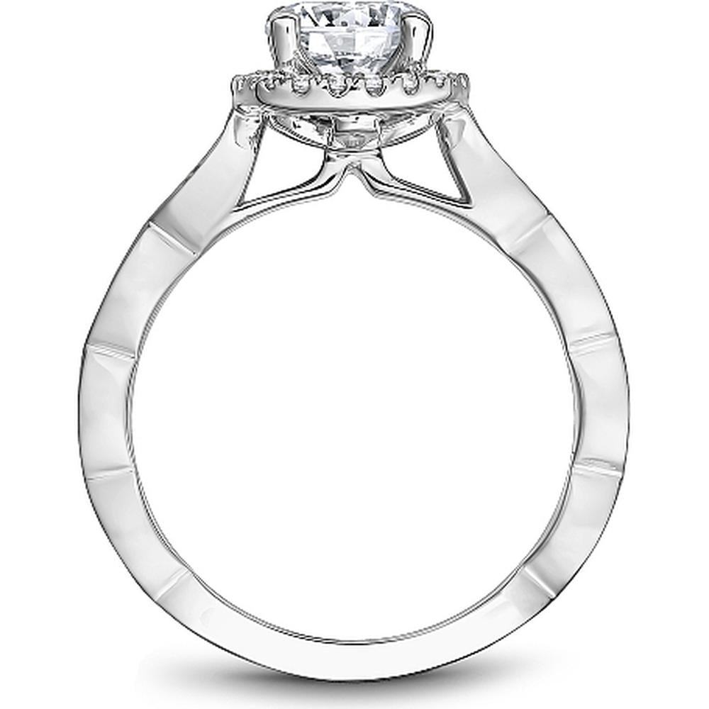 Round Cut Diamond Engagement Ring with Scalloped Band and Halo in White Gold by Noam Carver<em> - Choose Your Center Diamond: 1 to 5 Carats, Sustainable Lab-Grown or Natural Earth-Mined</em>