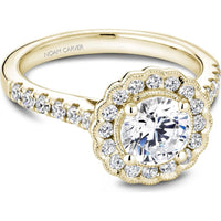 Round Cut Diamond Engagement Ring with Scalloped Halo and Pavé-Set Band in Yellow Gold by Noam Carver<em> - Choose Your Center Diamond: 1 to 5 Carats, Sustainable Lab-Grown or Natural Earth-Mined</em>