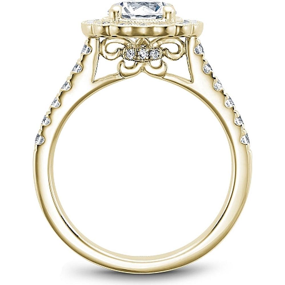 Round Cut Diamond Engagement Ring with Scalloped Halo and Pavé-Set Band in Yellow Gold by Noam Carver<em> - Choose Your Center Diamond: 1 to 5 Carats, Sustainable Lab-Grown or Natural Earth-Mined</em>