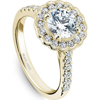 Round Cut Diamond Engagement Ring with Scalloped Halo and Pavé-Set Band in Yellow Gold by Noam Carver<em> - Choose Your Center Diamond: 1 to 5 Carats, Sustainable Lab-Grown or Natural Earth-Mined</em>
