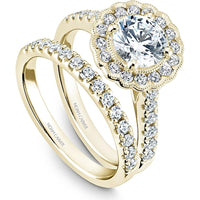 Round Cut Diamond Engagement Ring with Scalloped Halo and Pavé-Set Band in Yellow Gold by Noam Carver<em> - Choose Your Center Diamond: 1 to 5 Carats, Sustainable Lab-Grown or Natural Earth-Mined</em>