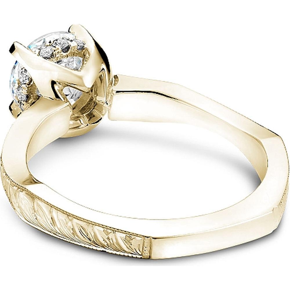 Round Cut Diamond Engagement Ring with Semi-Hidden Halo and Engraved Band in Yellow Gold by Noam Carver<em> - Choose Your Center Diamond: 1 to 5 Carats, Sustainable Lab-Grown or Natural Earth-Mined</em>