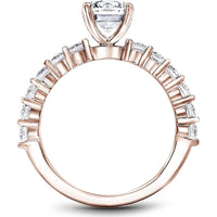 Round Cut Diamond Engagement Ring with Side Diamonds and Rose Gold Band by Noam Carver<em> - Choose Your Center Diamond: 1 to 5 Carats, Sustainable Lab-Grown or Natural Earth-Mined</em>
