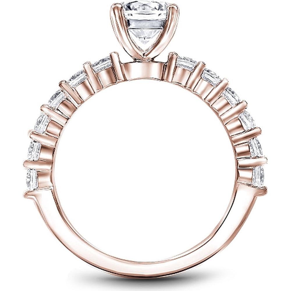 Round Cut Diamond Engagement Ring with Side Diamonds and Rose Gold Band by Noam Carver<em> - Choose Your Center Diamond: 1 to 5 Carats, Sustainable Lab-Grown or Natural Earth-Mined</em>