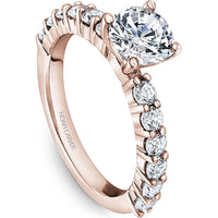 Round Cut Diamond Engagement Ring with Side Diamonds and Rose Gold Band by Noam Carver<em> - Choose Your Center Diamond: 1 to 5 Carats, Sustainable Lab-Grown or Natural Earth-Mined</em>