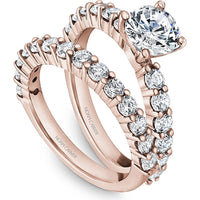 Round Cut Diamond Engagement Ring with Side Diamonds and Rose Gold Band by Noam Carver<em> - Choose Your Center Diamond: 1 to 5 Carats, Sustainable Lab-Grown or Natural Earth-Mined</em>