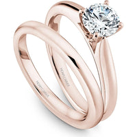 Round Cut Diamond Engagement Ring with Side Stones and Rose Gold Band by Noam Carver<em> - Choose Your Center Diamond: 1 to 5 Carats, Sustainable Lab-Grown or Natural Earth-Mined</em>