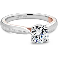 Round Cut Diamond Engagement Ring with Simple White Gold Band and Rose Gold Inner Detail by Noam Carver<em> - Choose Your Center Diamond: 1 to 5 Carats, Sustainable Lab-Grown or Natural Earth-Mined</em>