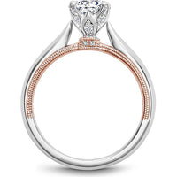 Round Cut Diamond Engagement Ring with Simple White Gold Band and Rose Gold Inner Detail by Noam Carver<em> - Choose Your Center Diamond: 1 to 5 Carats, Sustainable Lab-Grown or Natural Earth-Mined</em>