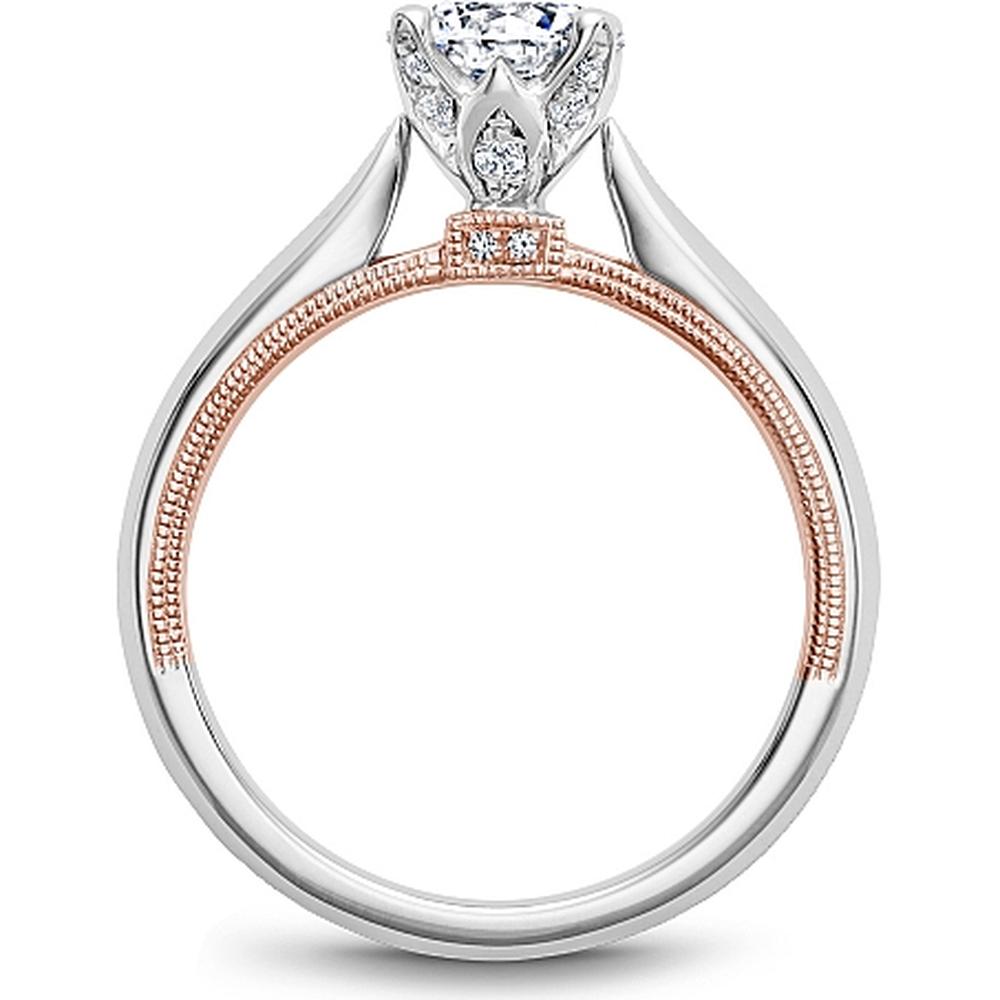 Round Cut Diamond Engagement Ring with Simple White Gold Band and Rose Gold Inner Detail by Noam Carver<em> - Choose Your Center Diamond: 1 to 5 Carats, Sustainable Lab-Grown or Natural Earth-Mined</em>