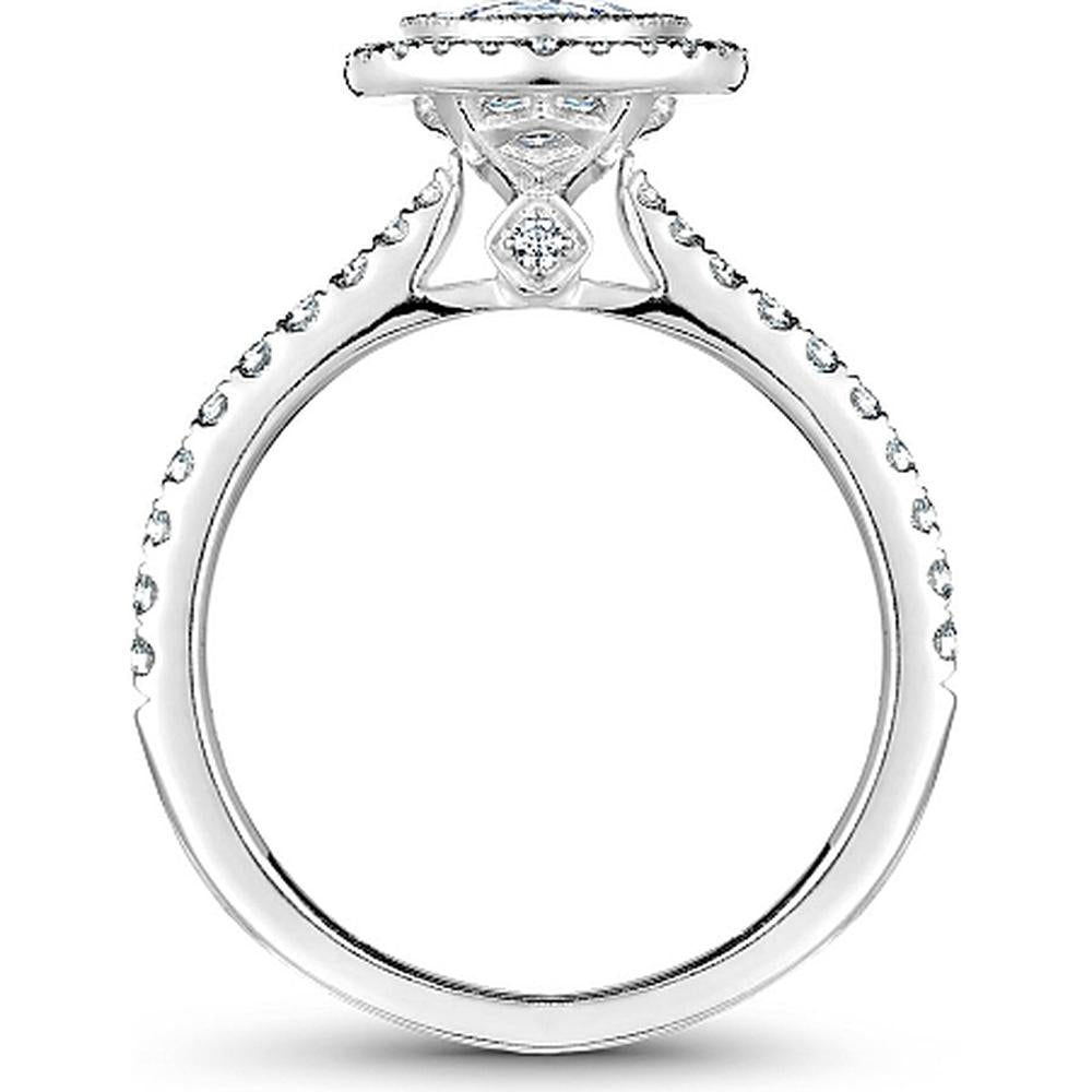 Round Cut Diamond Engagement Ring with Single Halo and Pavé Band in White Gold by Noam Carver<em> - Choose Your Center Diamond: 1 to 5 Carats, Sustainable Lab-Grown or Natural Earth-Mined</em>