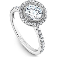 Round Cut Diamond Engagement Ring with Single Halo and Pavé Band in White Gold by Noam Carver<em> - Choose Your Center Diamond: 1 to 5 Carats, Sustainable Lab-Grown or Natural Earth-Mined</em>