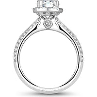 Round Cut Diamond Engagement Ring with Single Halo, Hidden Diamond, and Twin Pavé Band in White Gold by Noam Carver<em> - Choose Your Center Diamond: 1 to 5 Carats, Sustainable Lab-Grown or Natural Earth-Mined</em>