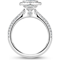 Round Cut Diamond Engagement Ring with Single Halo, Milgrain Detailing, and Twin Pavé Band in White Gold by Noam Carver<em> - Choose Your Center Diamond: 1 to 5 Carats, Sustainable Lab-Grown or Natural Earth-Mined</em>