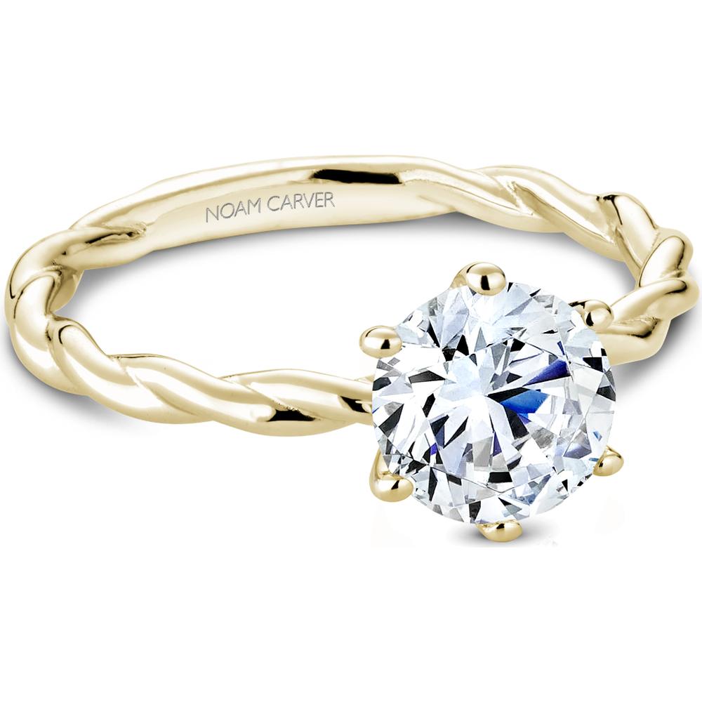 Round Cut Diamond Engagement Ring with Six-Prong Setting and Twisted Rope Band in Yellow Gold by Noam Carver<em> - Choose Your Center Diamond: 1 to 5 Carats, Sustainable Lab-Grown or Natural Earth-Mined</em>