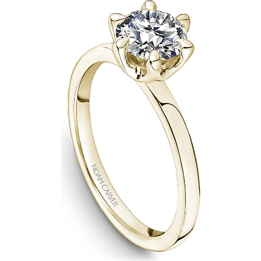 Round Cut Diamond Engagement Ring with Six-Prong Setting in Yellow Gold by Noam Carver<em> - Choose Your Center Diamond: 1 to 5 Carats, Sustainable Lab-Grown or Natural Earth-Mined</em>