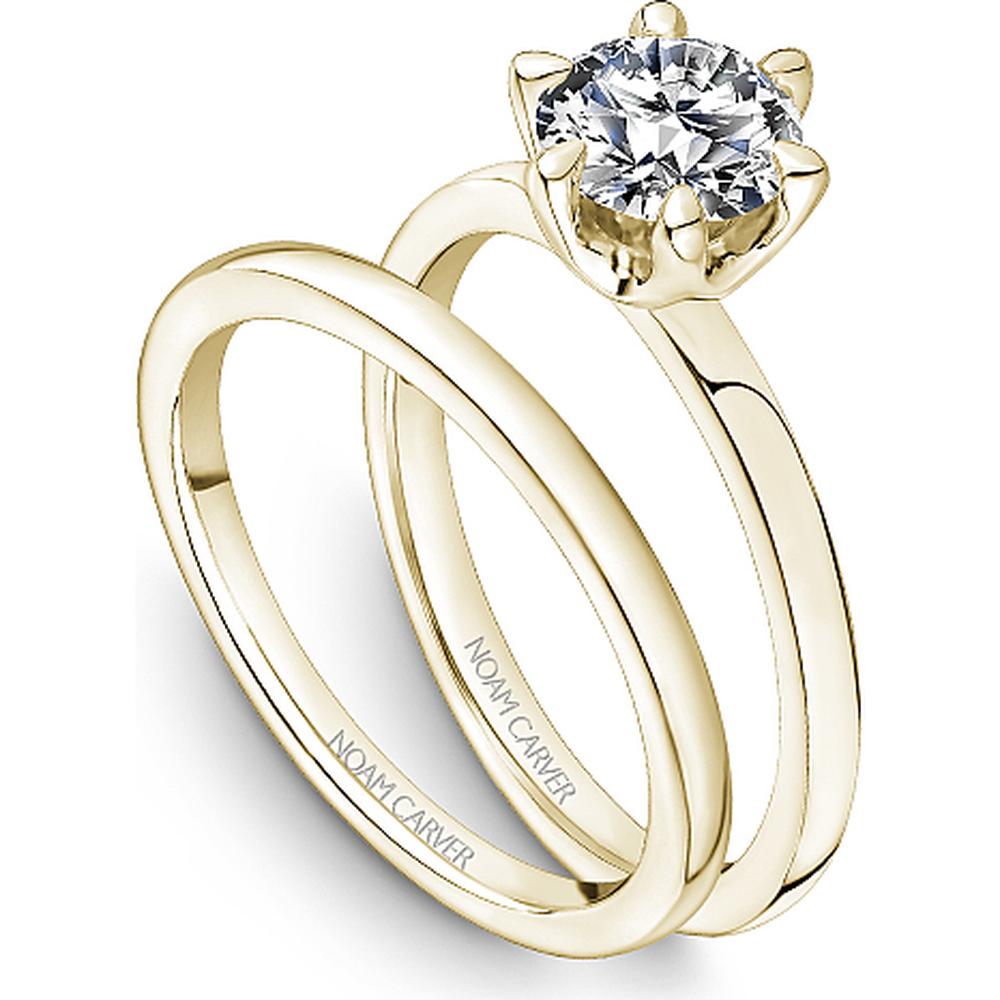 Round Cut Diamond Engagement Ring with Six-Prong Setting in Yellow Gold by Noam Carver<em> - Choose Your Center Diamond: 1 to 5 Carats, Sustainable Lab-Grown or Natural Earth-Mined</em>
