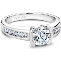 Round Cut Diamond Engagement Ring with Split Bezel and Channel-Set Diamonds in White Gold by Noam Carver<em> - Choose Your Center Diamond: 1 to 5 Carats, Sustainable Lab-Grown or Natural Earth-Mined</em>